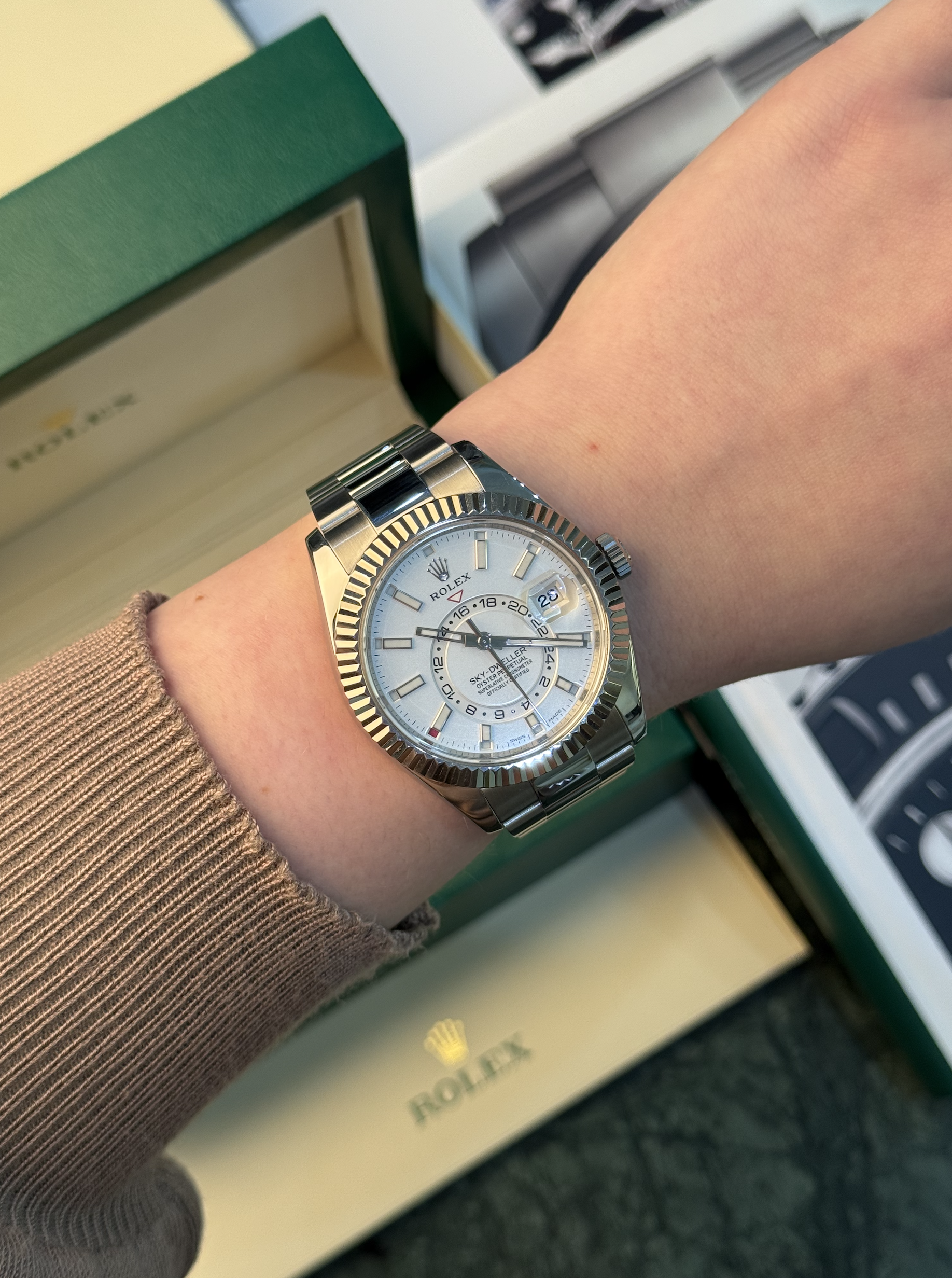 ROLEX SKY-DWELLER 42MM STEEL AND WHITE GOLD