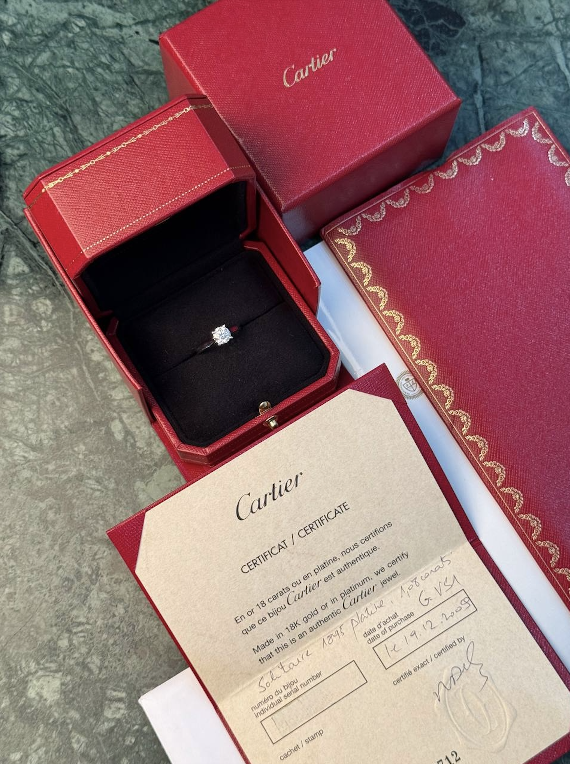 Cartier diamond ring 1.08 ct.